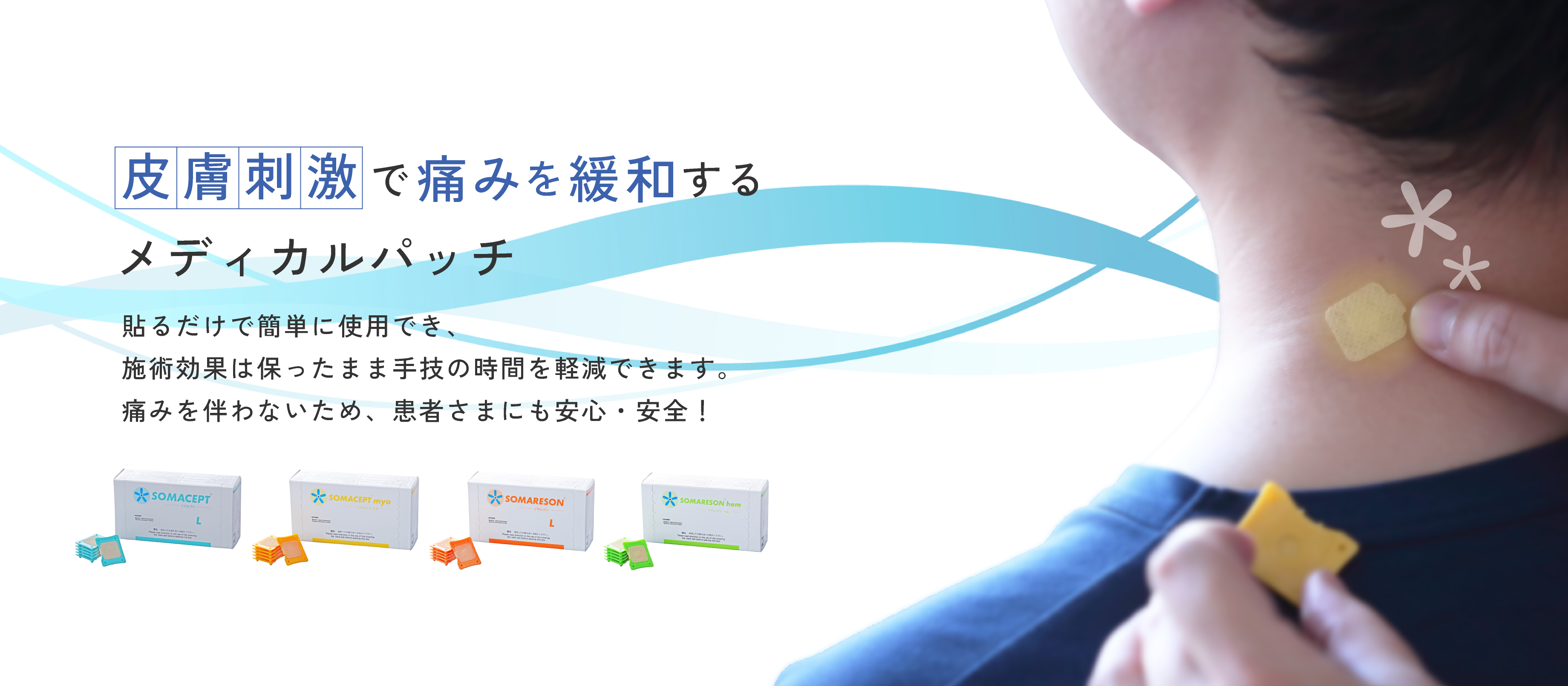 皮膚刺激で痛みを緩和するメディカルパッチ